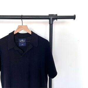 Hollister Textured Short Sleeve Sweater Polo Men’s XL Black